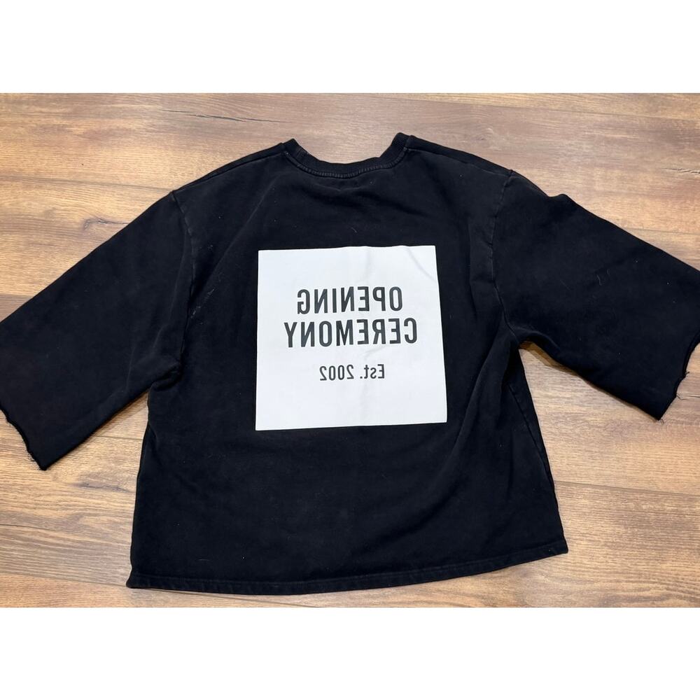 Opening Ceremony Black Logo Cutoff Sweatshirt Tee Women’s Medium - Picture 3 of 6